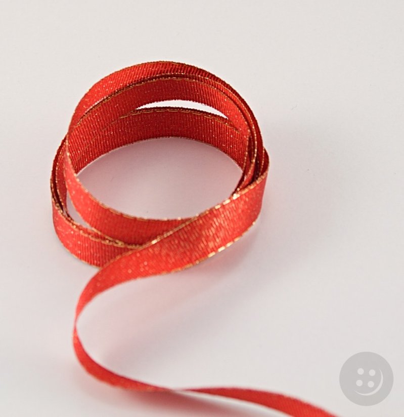 Ribbon with a gold edges - red, gold - width 1 cm