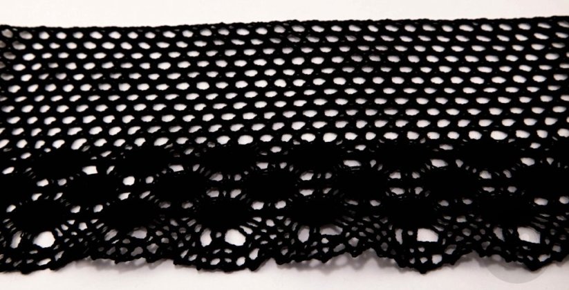 Cotton lace trim - black - width 14 cm