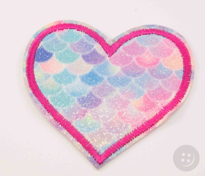 Iron-on patch - glitter heart - 6.5 x 7 cm - MORE COLOR VARIATIONS