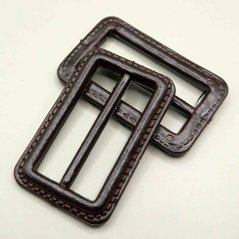 Rectangular plastic tape clip - brown - hole 4 cm