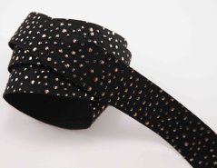 Patterned ribbon black with golden dots - width 2.5 cm