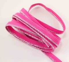 Paspalband - Baumwolle - silber/pink - Breite 1 cm