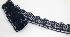 Airy lace - dark blue with flowers - width 1.8 cm