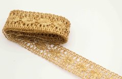 Geklöppelte Spitze - Einsatz - goldener Lurex - Breite 2,6 cm