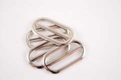 Metal clothing buckle - silver - pulling hole width 3,5 cm