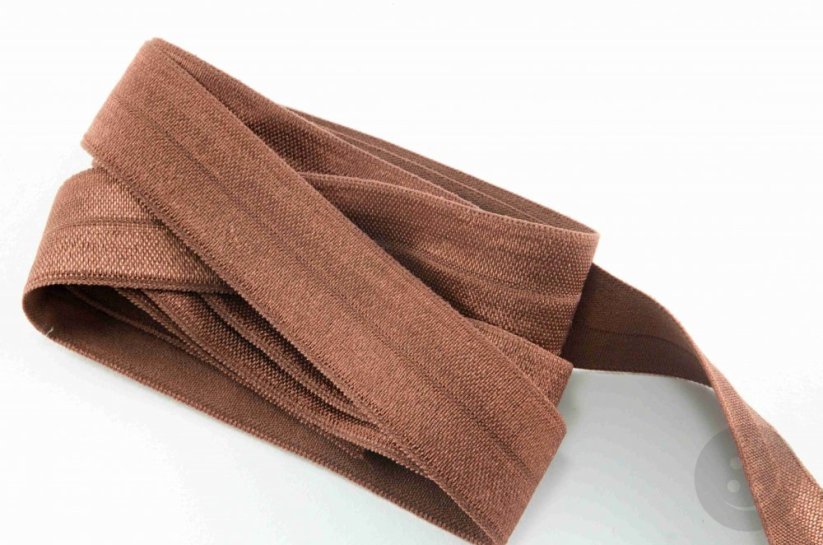 Fold over elastic trim - light brown - 2 cm