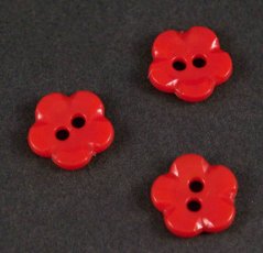 Flower - shaped button - red - diameter 1.5 cm