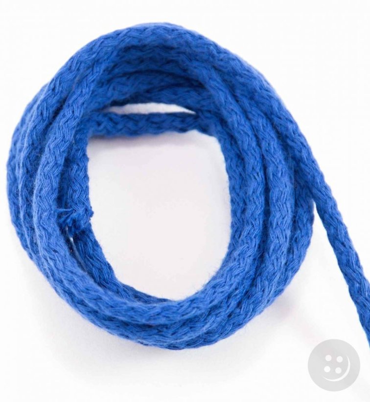 Bavlnená odevná šnúra - ostro modrá - priemer 0,5 cm