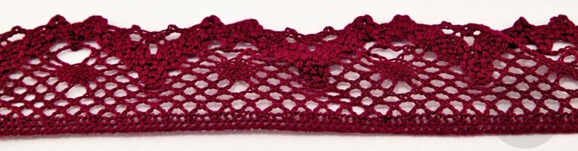 Cotton lace trim - burgundy - width 4 cm