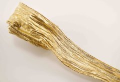 Lurexová stuha - mačkaný efekt - drátek v okraji - zlatá - šíře 4 cm