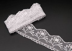 Bestickte Spitze - weiß - Breite 3,2 cm