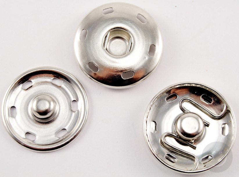 Big metal snap - shiny silver - diameter 3 cm