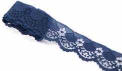 Silonová krajka - tmavě modrá - šířka 4 cm