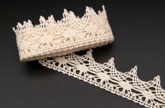 Bavlněná paličkovaná krajka - velké zoubky - smetanová - šířka 2,5 cm