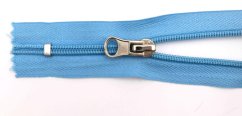 Zip spirálový zip č. 5 – světle modrý, 16 cm, stříbrný kulatý jezdec Zip spirálový zip č. 5 – světle modrý, 16 cm, stříbrný kulatý jezdec