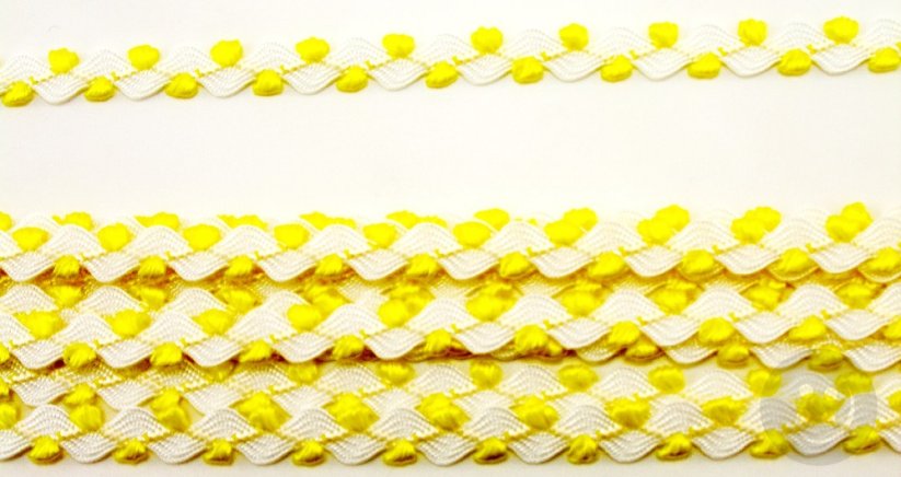 Zackenlitze -  gelb, weiß - Breite 0,6 cm