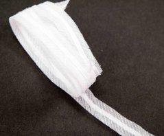Iron-on seam strip with ribbon - white