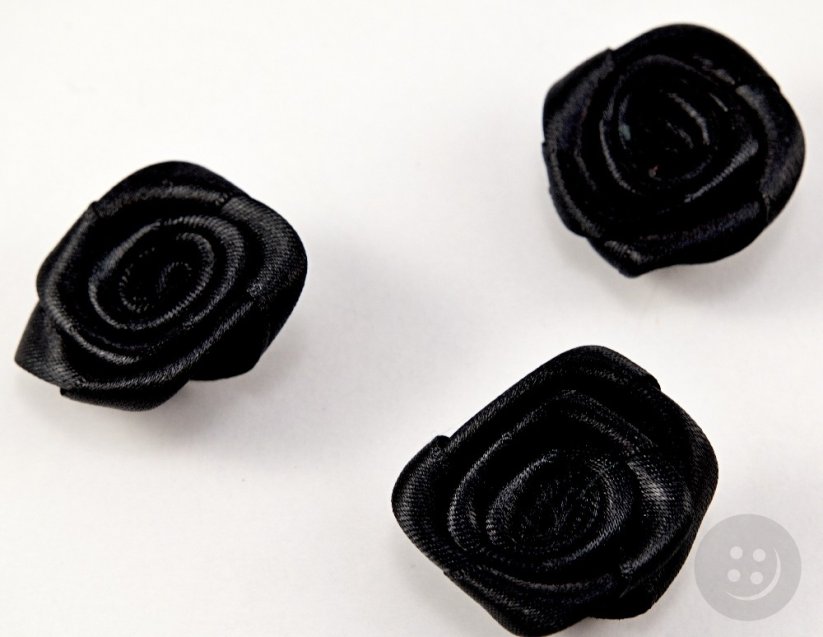 Sew-on satin flower - black - diameter 3,5 cm