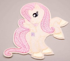 Iron-on patch - Fluttershy My Little Pony - cream, pink - size 10 cm x 9.5 cm