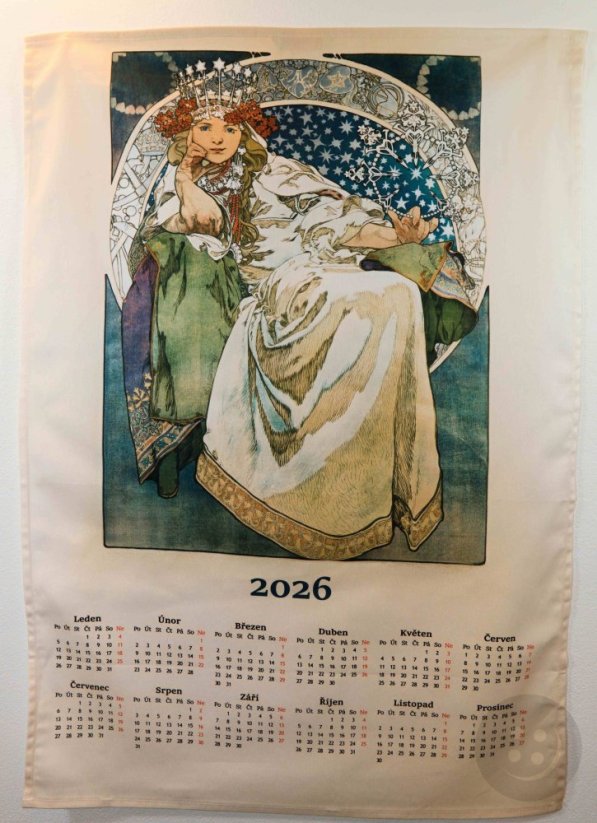 Kitchen towel - calendar 2026 - Alfons Mucha - Winter