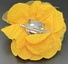 Flower brooch with tulle - yellow