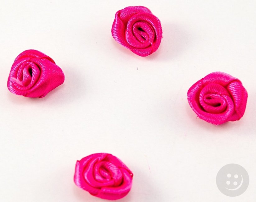 Sew-on satin flower - bright pink - diameter 1.5 cm