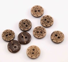 Hole shirt button - coconut - star - beige - diameter 1.27 cm