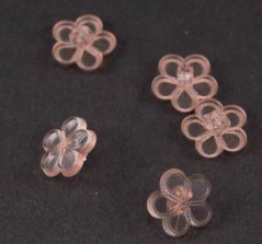 Dětský knoflík - lososová kytička - transparentní - průměr 1,3 cm