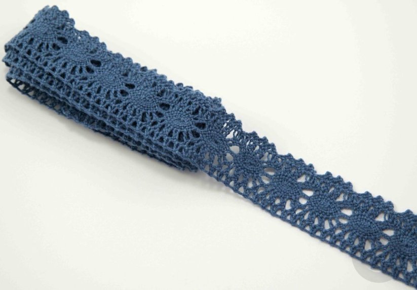 Cotton lace - denim blue - width 2.5 cm