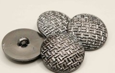 Plated button with bottom stitching - dark metal - diameter 2.5 cm