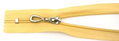 Spiral zipper no. 5 – light ochre with a silver teardrop pull, length 16 cm Spiral zipper no. 5 – light ochre with a silver teardrop pull, length 16 cm