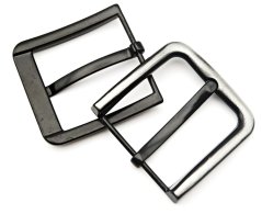 Metall-Gürtelschnalle mit Dorn schwarz-silber 4,5 cm