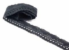 Cotton lace trim - black - width 2,5 cm
