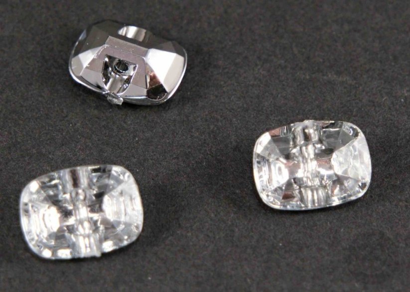 Luxuriöser Kristallknopf - Rechteck mit Rundungen - heller Kristall - Größe 1,4 cm x 1 cm