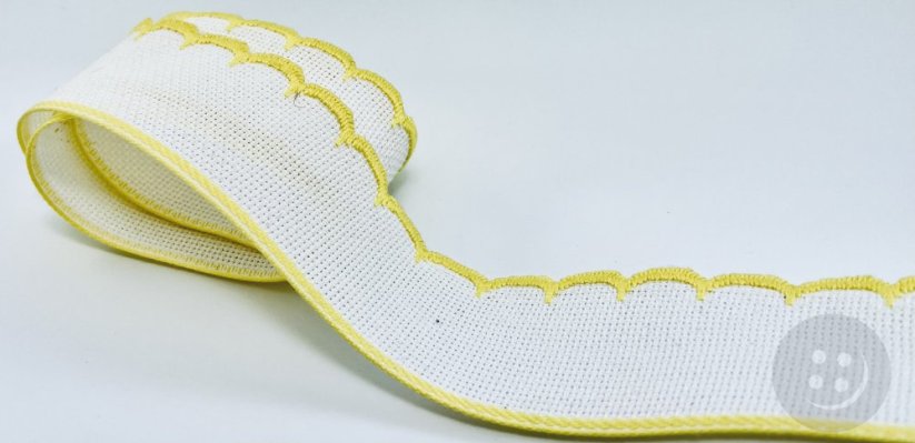 Embroidery tape white with a yellow border