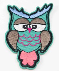 Iron-on patch - owl - size 8 cm x 5 cm - green