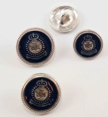 Metal club button - with coat of arms - silver dark blue - diameter 1.5 cm