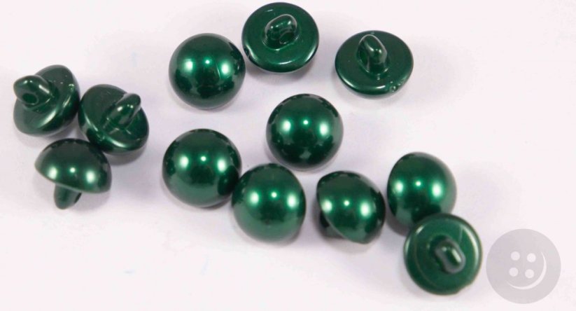 Gombík perlička so spodným prišitím - tmavo zelená - priemer 1,1 cm