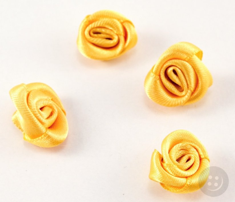 Sew-on satin flower - yellow - diameter 1.5 cm