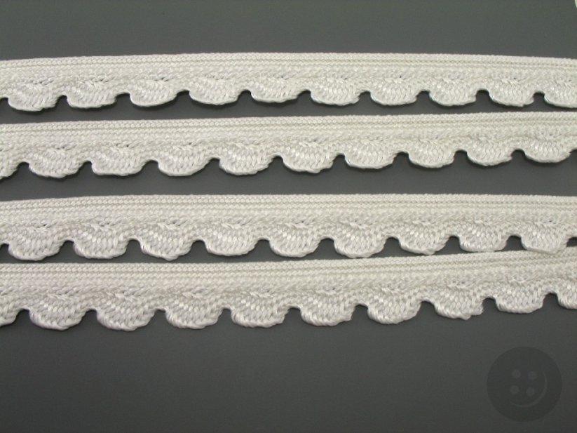 Embroidered decorative ribbon - white - width 1,2 cm