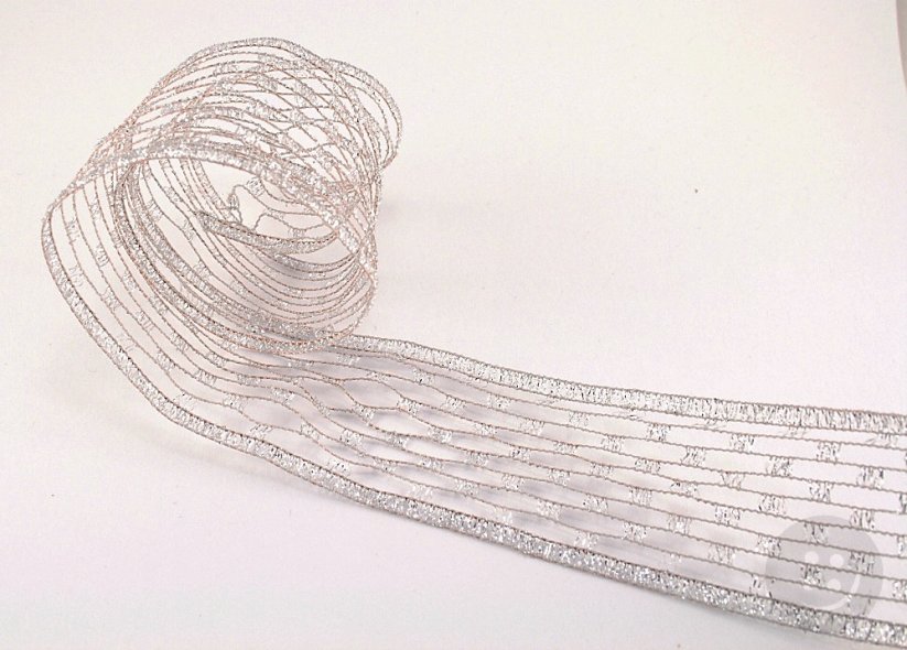 Lurexová stuha - stříbrná - šíře 5 cm