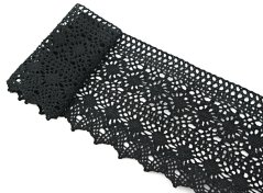 Schwarze Baumwollklöppelspitze – Breite 14 cm