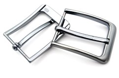 Metall-Gürtelschnalle mit Dorn – glänzendes dunkles Silber – Durchlass 3,5 cm