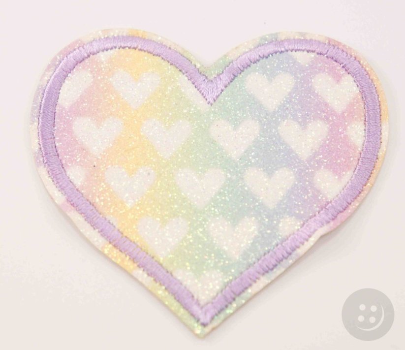 Iron-on patch - glitter heart - 6.5 x 7 cm - MORE COLOR VARIATIONS