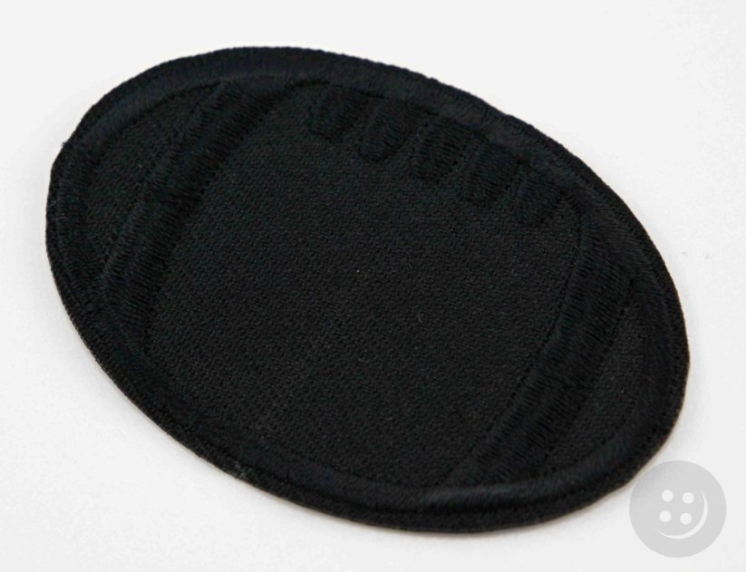 Iron-on patch - rugby ball - 6x4cm - black