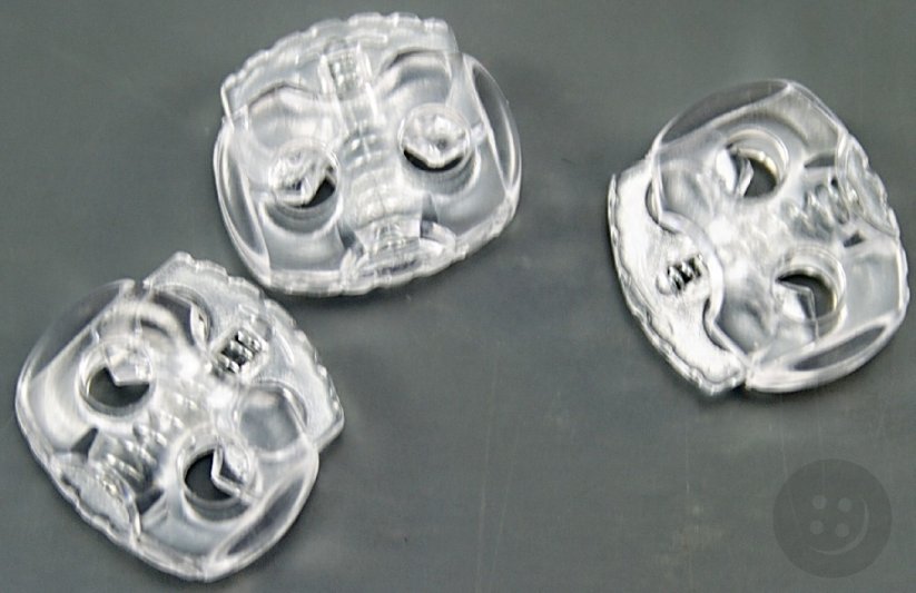 Plastic flat cord lock - transparent - pulling hole diameter 0.5 cm