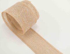Jutová stuha so strieborným efektom - šírka 5 cm