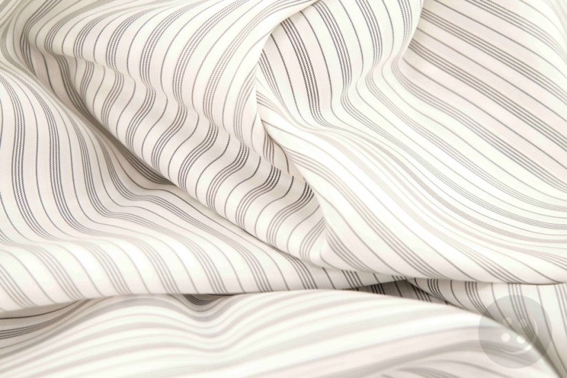 Acetate sleeve lining - white gray stripe