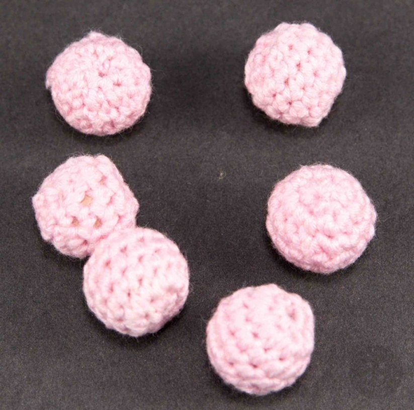 Crochet wooden pacifier bead - light pink - diameter 1.5 cm