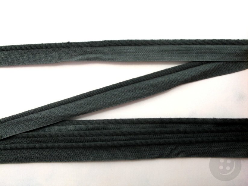 Bavlnený výpustek - tmavo šedá - šírka 1,4 cm